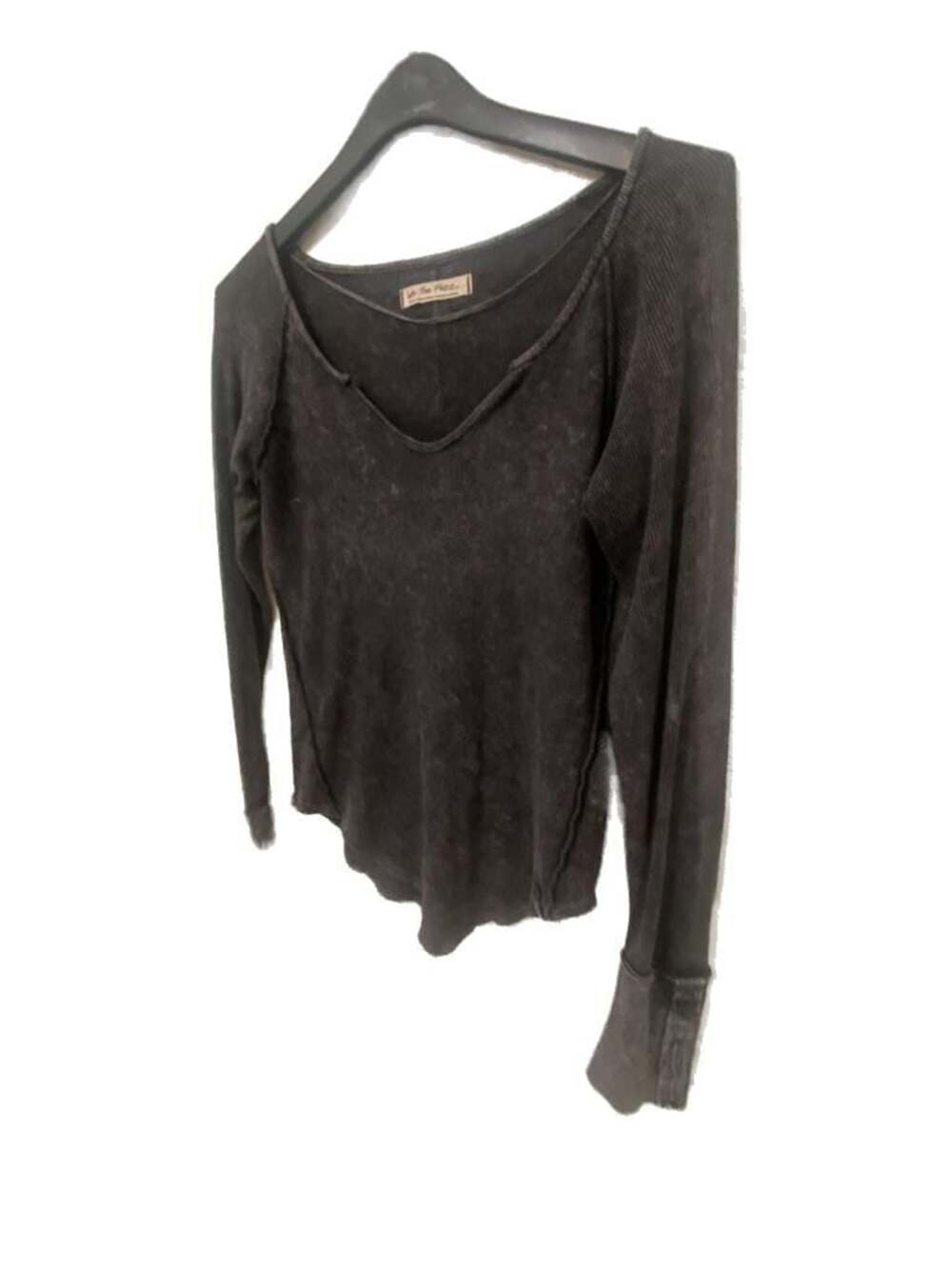 Free People We The Free Thermal Waffle Knit Top Black S